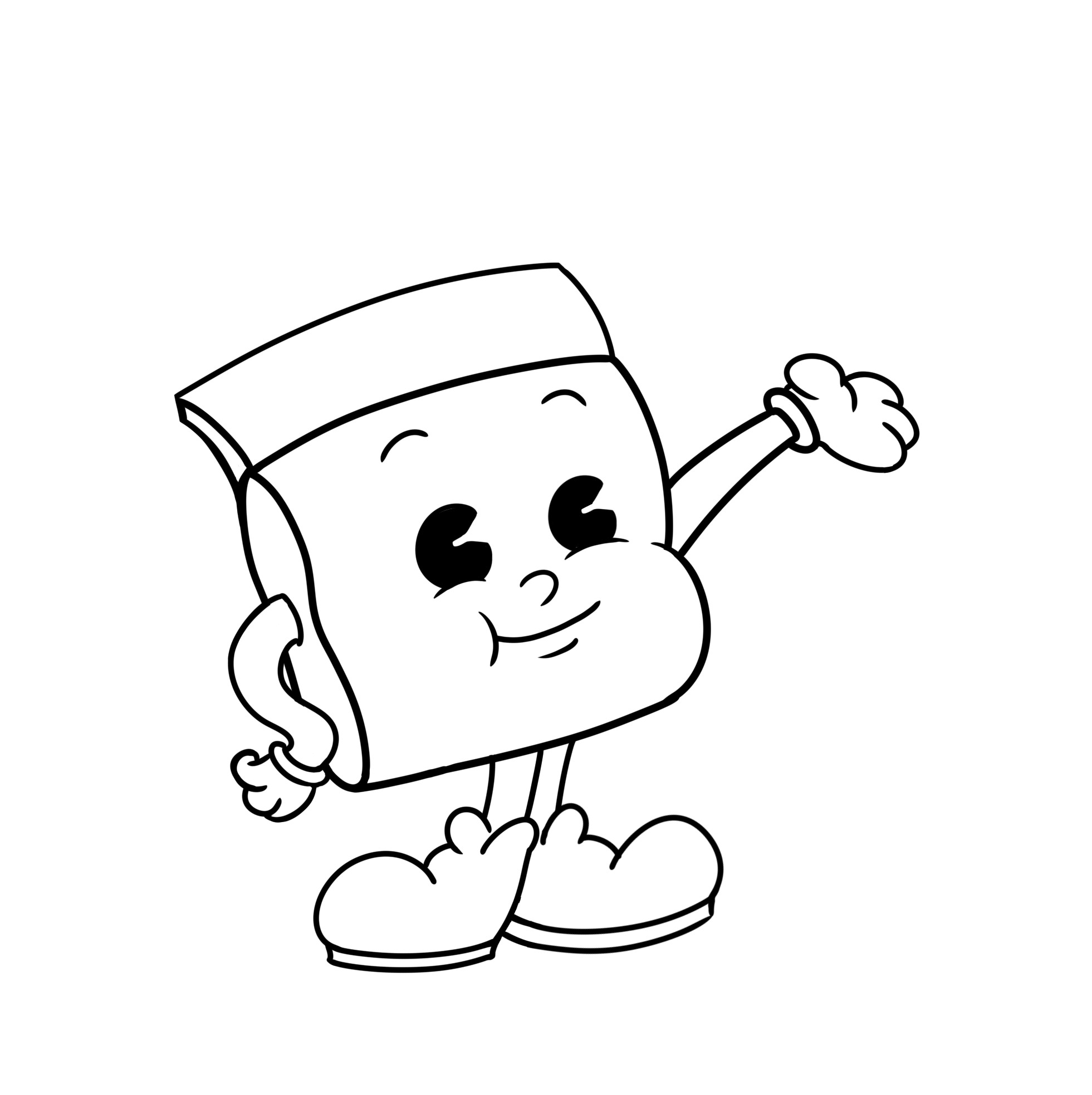 Diseño de personaje para taller de serigrafía, basado en dibujos animados de 1920. 2023.